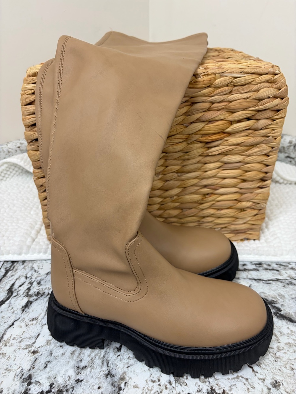 Call It Spring Tan Over-the-Knee Lug Sole Boots